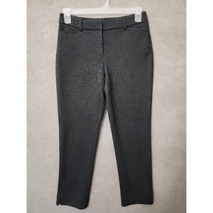 White House Black Market The Slim Ankle Pants Women 4 Black Chevron Leather Trim